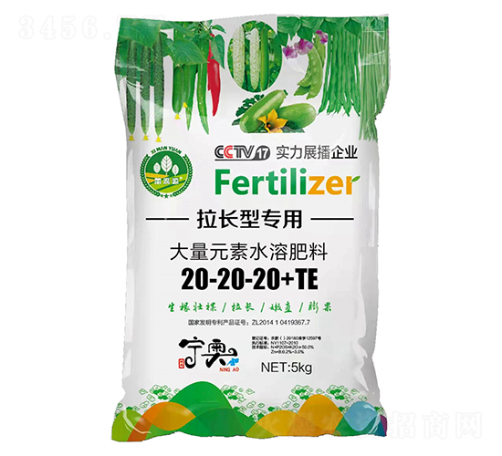 拉長(zhǎng)型專用大量元素水溶肥料20-20-20+TE-囍滿源-寧奧生物